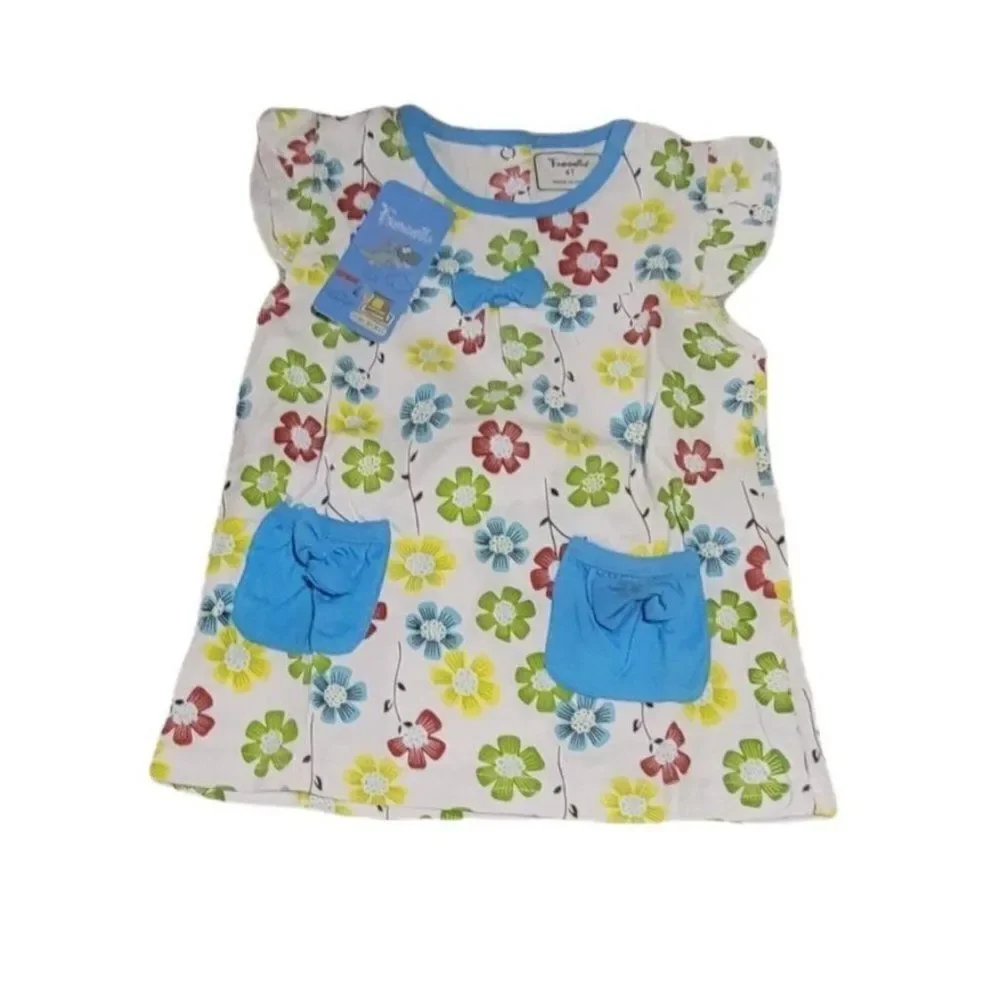 Frogwill Little Girls White Blue Floral Cap Sleeve 2 Piece Pant Set Size 4T